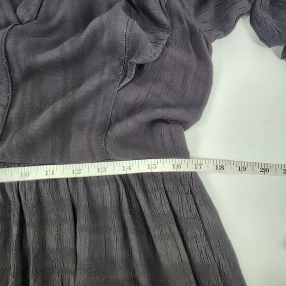 Amadi Rossi Anthropologie Ruffle Mini Tunic Dress Size S Black Long Sleeve Boho - Picture 9 of 10